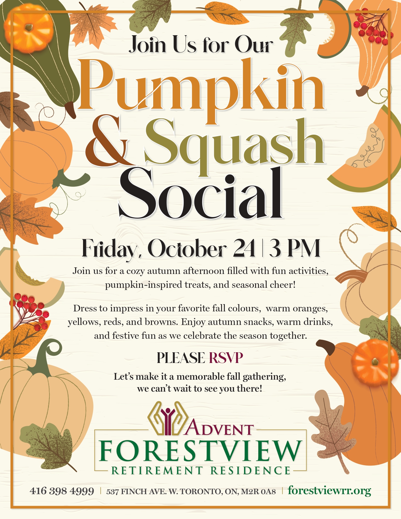 Forestview October Event in North York for seniors