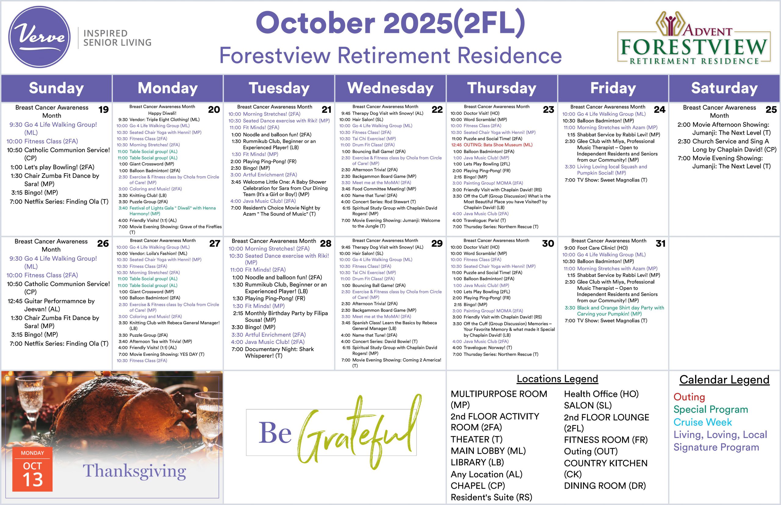 September Activity Calendar North York