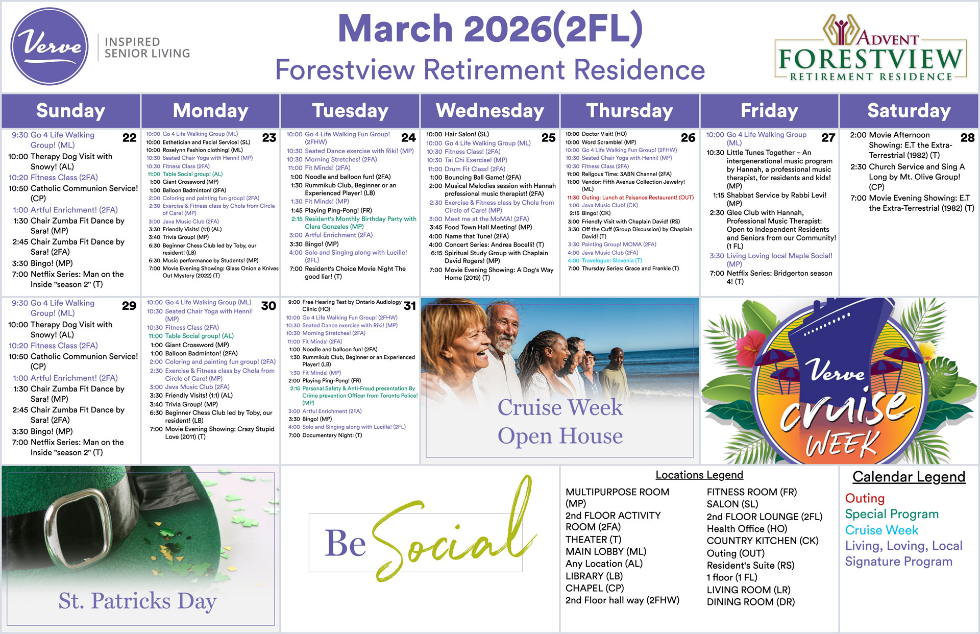 assisted living march calendar