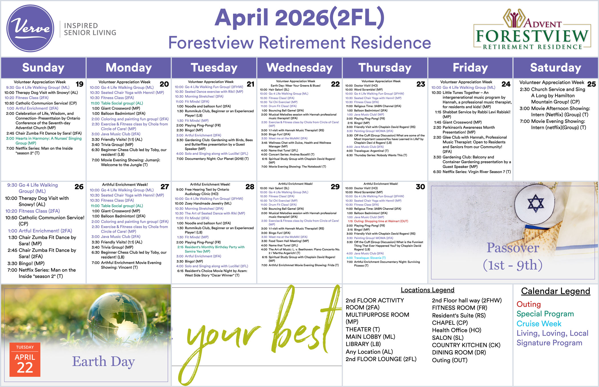 April activity calendar