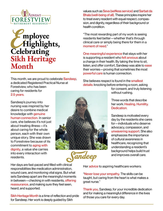 Employee Recognition at Forestview Retirement Toronto