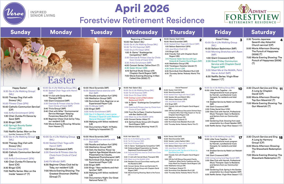 April activity calendar