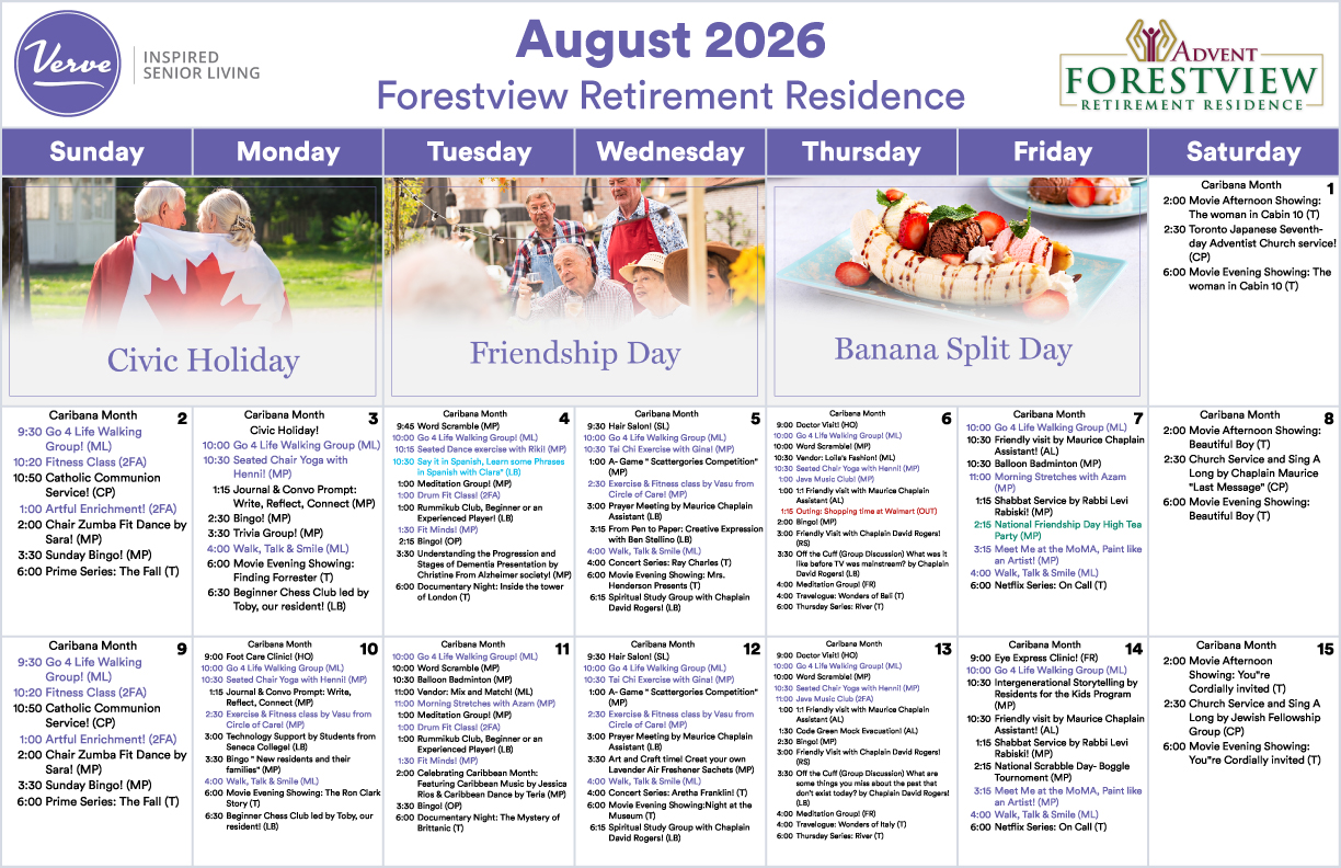 Independent living calendar