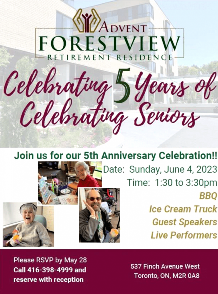 Retirement residents celebrating 5 years of celebrating seniors at Forestview