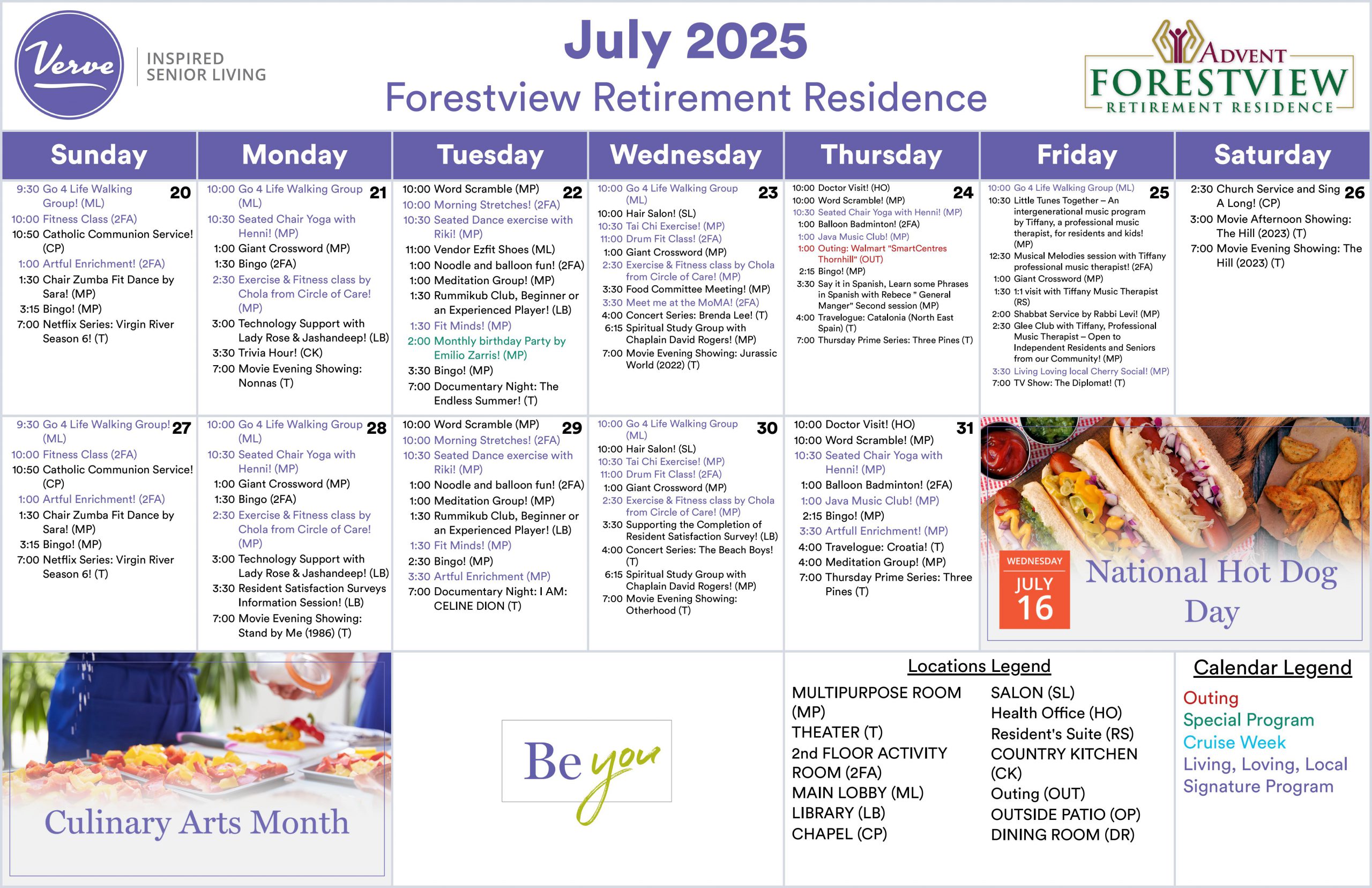 Independent Living July Calendar